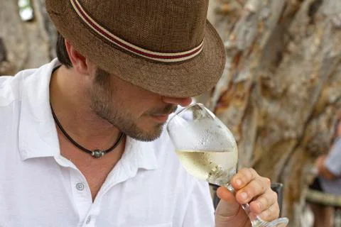 Tasting wine Foto stock