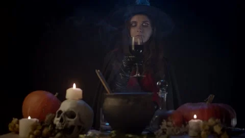 Tasting wine on table with pumpkins Stock Footage 141294095