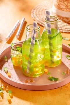 Tasty and cold bubble tea as cool drink for summer. Stock Photos