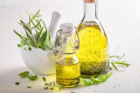 Tasty and healthy oil as a source of healthy fat. Stock Photos