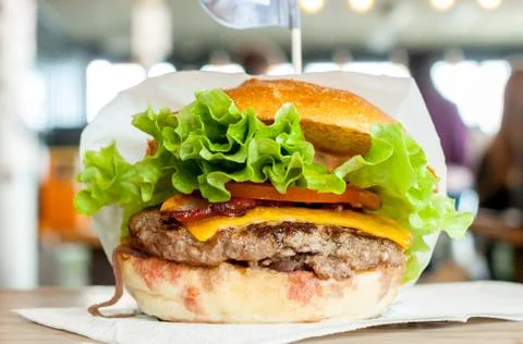 Tasty beef burger Stock Photos