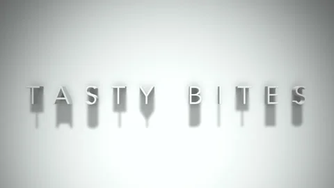 Tasty bites 3D title animation with shadows on a white background Stock-Footage 297023363