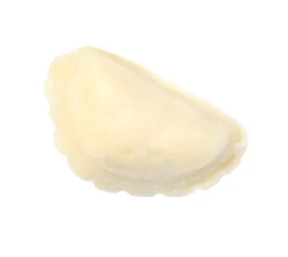 Tasty boiled dumpling on white background, top view Stock Photos