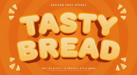 Tasty Bread 3D editable text effect Template Stock Illustration