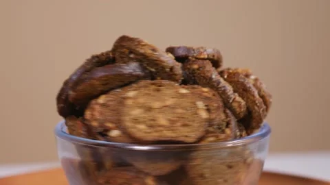 Tasty bread crackers with seeds rotating Stock Footage 124379827