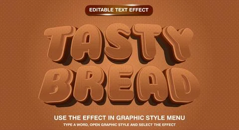 Tasty bread editable text effect Template Illustrazione stock