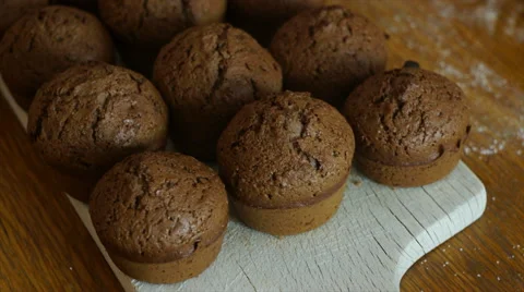 Tasty brown muffins Stock Footage