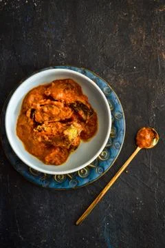 Tasty butter chicken curry or chicken tikka masala with gravy, popular indian Stock Photos