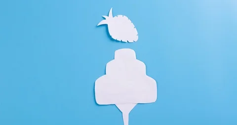 Tasty cake on blue background. Stock Footage 119141650