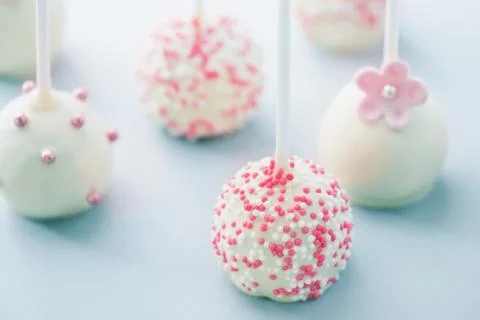 Tasty cake pops in backlight. Stock Photos
