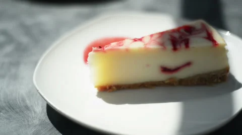 Tasty cheesecake on the table in cafe Stock Footage 60124257