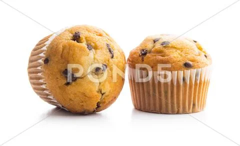 The tasty chocolate muffin. Stock Photos