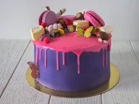 Tasty colored cake Stock Photos