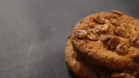 Tasty cookie with fried peanuts Stock Footage 208132029