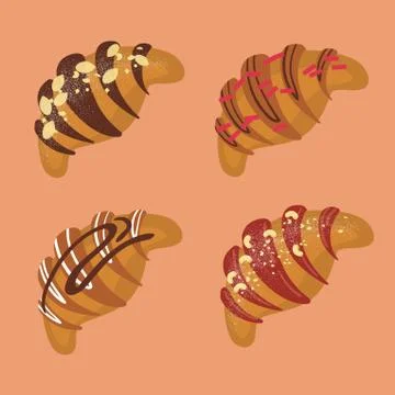 Tasty croissants for breakfast Stock Illustration
