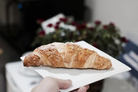 Tasty crossaint in the kitchen Stock Photos