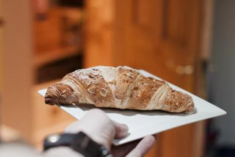 Tasty crossaint in the kitchen Stock Photos