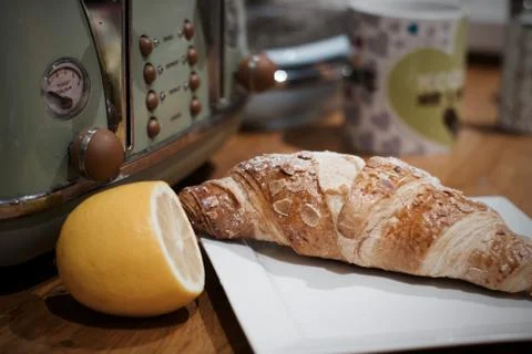 Tasty crossaint in the kitchen Stock Photos