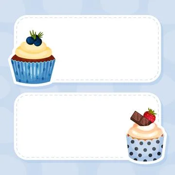 Tasty Cupcake Empty Frame Design with Sweet Dessert Vector Template Stock Illustration