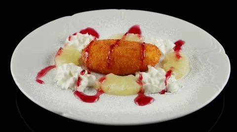 Tasty dessert stuffed with marmalade, loop, horizontal view Stock Footage 61708415