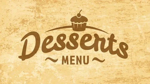 Tasty desserts tag concept with cursive typography over golden vintage Stock Footage 130178923