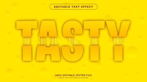 Tasty editable text effect with cheese texture and 3D text style Stock Illustration