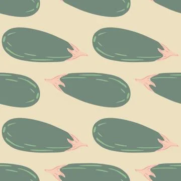 Tasty eggplants seamless pattern on light background. Aubergines wallpaper. F Stock Illustration