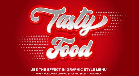 Tasty food editable 3D text effect Stock Illustration