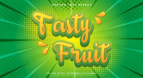 Tasty fruit 3d editable text effect Template Stock Illustration