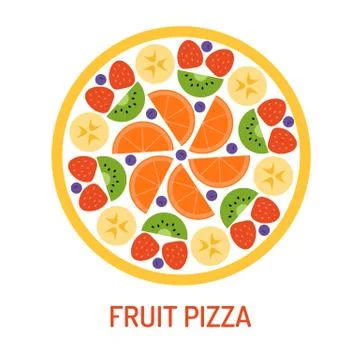 Tasty fruit pizza Stock Illustration