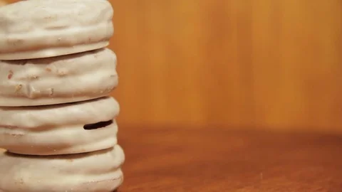 Tasty Glazed cookies. Stock Footage 71507024