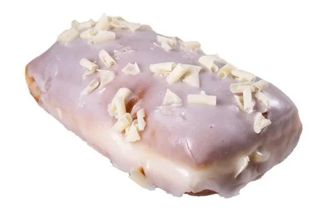 A tasty, glazed, rectangular donut with filling. Dessert sold in cafes and pa Stock Photos