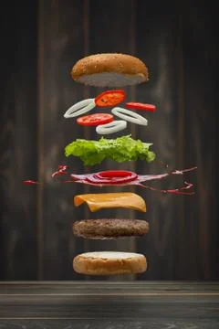 Tasty grilled beef Burger Stock Photos