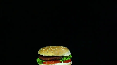 Tasty hamburger in rotation close up Stock-Footage 35995100
