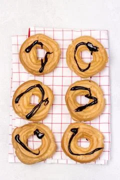 Tasty Home Baking Eclair with Cottage Cheese and Chocolate Sauce Tasty Homema Stock Photos