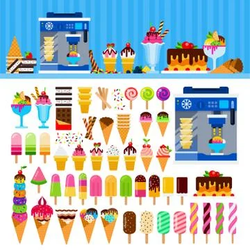 Tasty ice cream on the table Stock Illustration