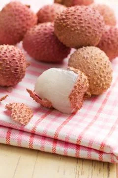 Tasty litchi fruit Stock Photos