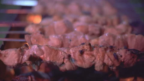 A Tasty Meat Cooking On A Fire Video stock 100111909