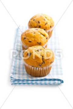 The tasty muffins with chocolate. Stock Photos