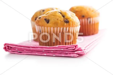 The tasty muffins with chocolate. Stock Photos