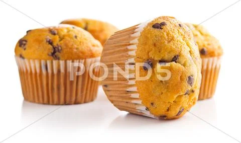 The tasty muffins with chocolate. Stock Photos