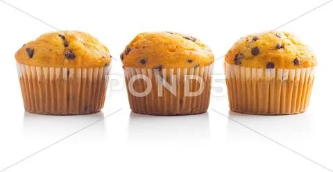 The tasty muffins with chocolate. Stock Photos