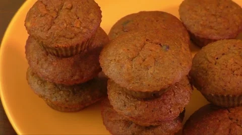 Tasty muffins on a plate Stock Footage 61636111