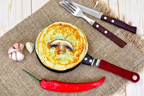 Tasty Pancakes Stack with Mushroom 스톡 사진
