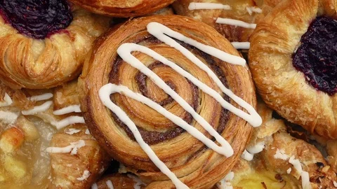Tasty Pastries Rotating Closeup Stock Footage
