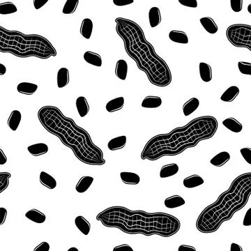Tasty Peanut Seamless Pattern Isolated on White Background. Nut Seeds Stock Illustration