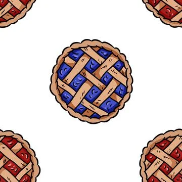 Tasty pie doodles seamless pattern. Cute cartoon tasty pastry repeatable back Stockillustratie