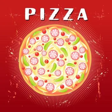 Tasty pizza Stock Illustration