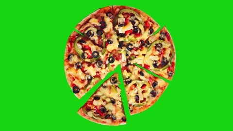 Tasty pizza isolated on a white background and spins clockwise. Sliced ham,.. Stock Footage 264137916