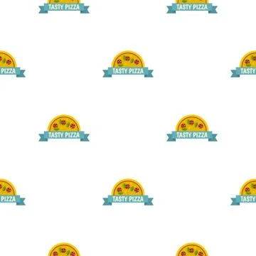 Tasty pizza label pattern flat Stock Illustration